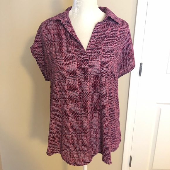 Pleione Tops - 👚Pink Patterned Blouse👚